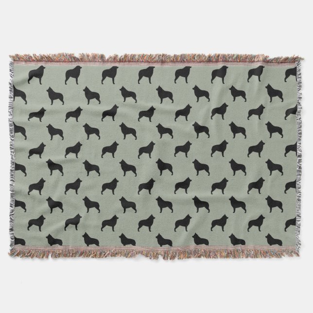 Couverture Motif de silhouettes de chiens de race Schipperke (Devant)