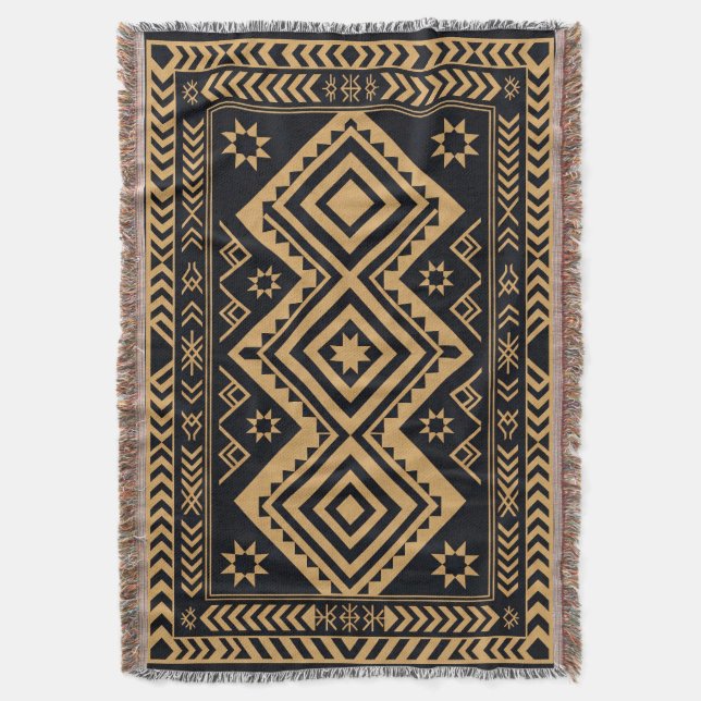 Couverture Motif de surface abstrait boho or noir (devant Vertical)