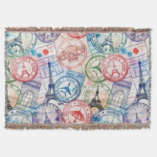 Couverture Motif de tampon de voyage du monde vintage (2)