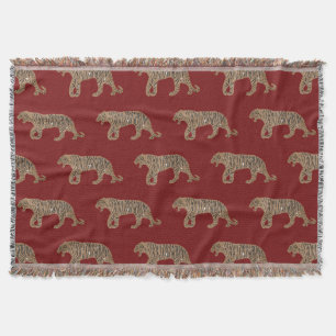Couverture Motif de tigre de Parties scintillant rouge noir f