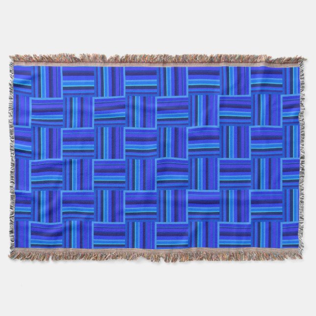 Couverture Motif de tissage à bandes bleues (Devant)