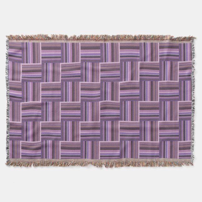Couverture Motif de tissage à bandes mauve (Devant)
