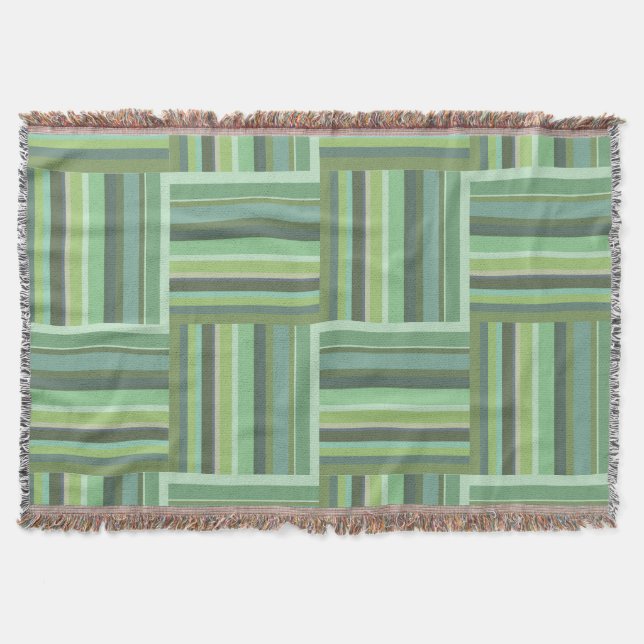 Couverture Motif de tissage à rayures vert olive (Devant)
