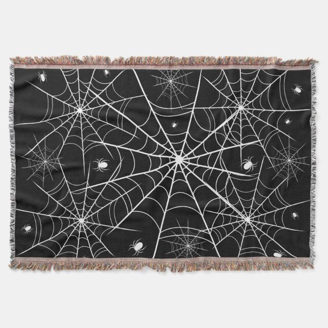 Couverture Motif de toile d'araignée noir et blanc gothique e (Devant)