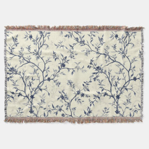 Couverture Motif de toile florale vintage bleu (1)