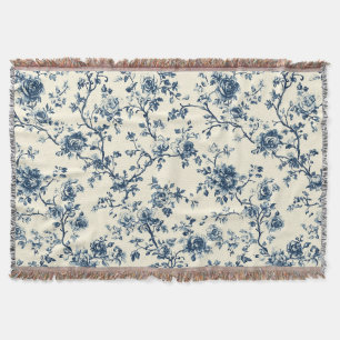 Couverture Motif de toile florale vintage bleu (2)