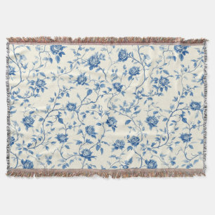 Couverture Motif de toile florale vintage bleu (3)