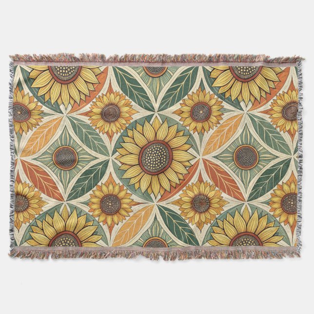 Couverture Motif de tournesol et feuille | Découpe inspirée d (Devant)