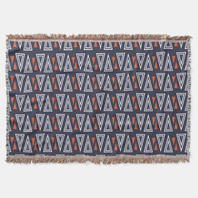Couverture Motif de triangles géométriques bleu foncé et roug (Devant)