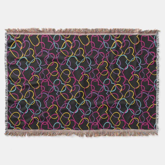 Couverture Motif de Valentine avec des coeurs de couleur (Devant)
