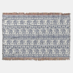 Couverture Motif d'éléphant ethnique bleu