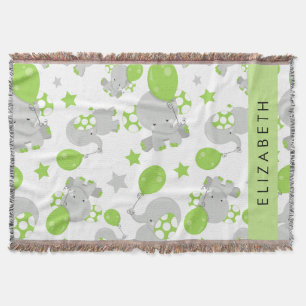Couverture Motif D'Eléphants, Eléphants Mignons, Votre Nom