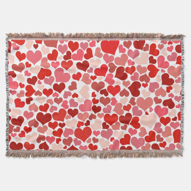 Couverture Motif Des Coeurs, Coeurs Rouges, Amour (Devant)