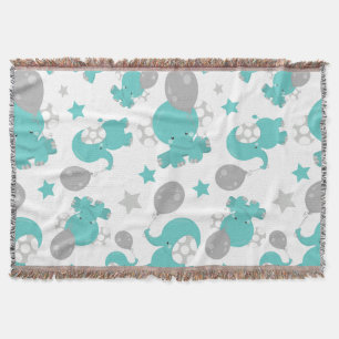Couverture Motif Des Eléphants Bleus, Eléphants Mignons, Étoi