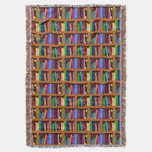 Couverture Motif d'étagères à livres de bibliothèque pour
