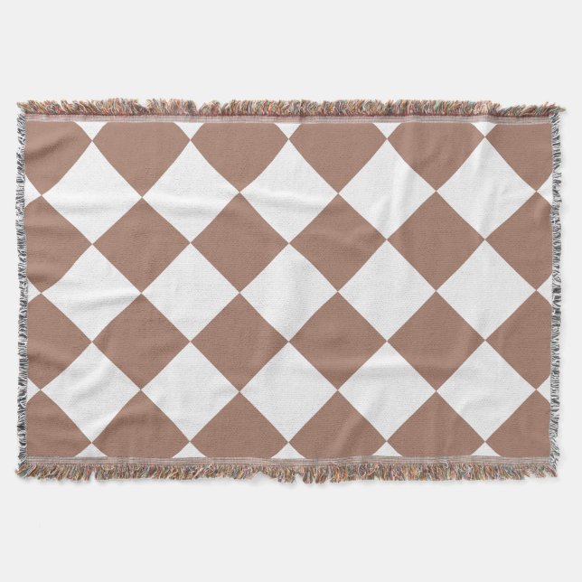 Couverture Motif diamant en blanc et Mocha Mousse (Devant)