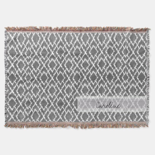 Couverture Motif diamant Ikat de la tribu Gray de charbon de  (Devant)