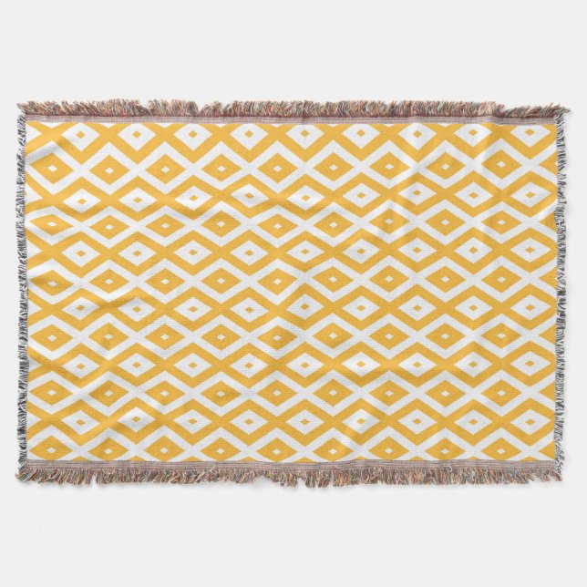 Couverture Motif diamant jaune et blanc soleil (Devant)