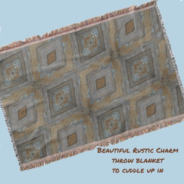 Couverture Motif diamant moderne Bois rustique patiné (Créateur téléchargé)