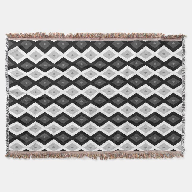 Couverture Motif diamant noir, blanc et gris (Devant)