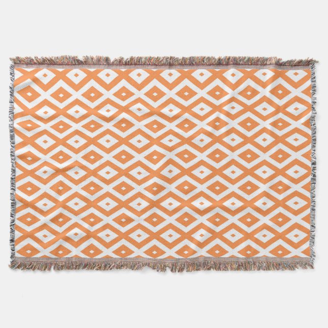 Couverture Motif diamant orange et blanc (Devant)