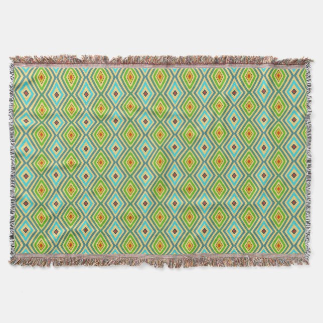 Couverture Motif diamant tons frais bleu vert  (Devant)