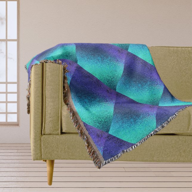 Couverture Motif Diamond Abstrait bleu (Blue Abstract Diamond Pattern Throw Blanket)