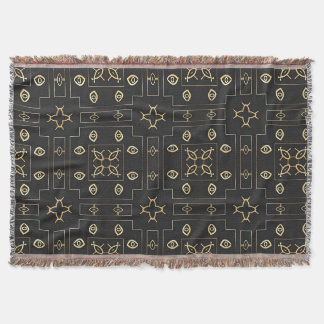 Couverture Motif d'œil en or antique sur fond noir