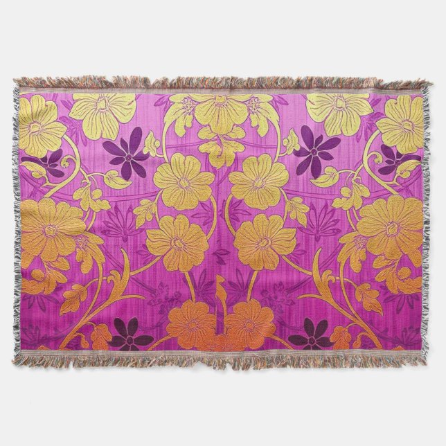 Couverture Motif doré rose ORIENTAL - Plaid de jet (Devant)