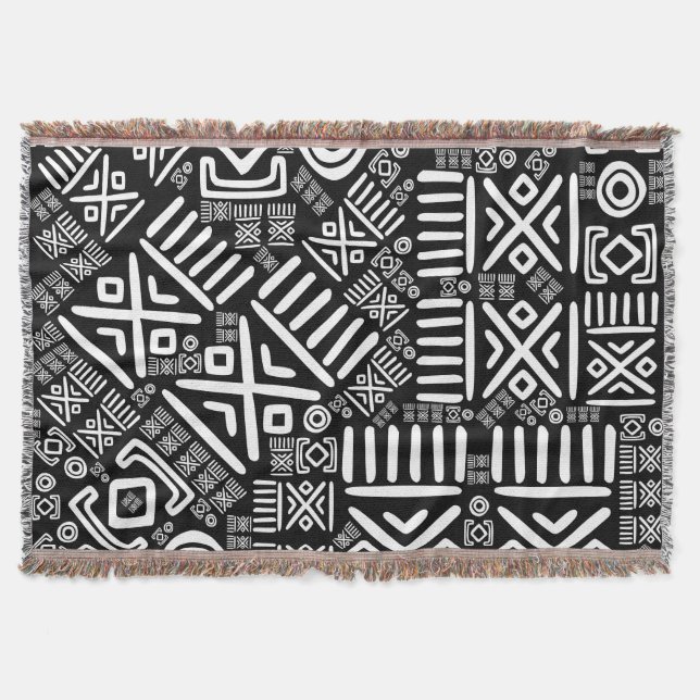 Couverture Motif d'origine africaine - Noir et Blanc #6 (Devant)