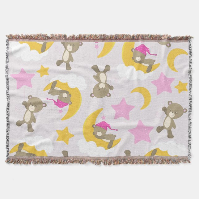 Couverture Motif D'Ours, Nounours, Mignons Ours, Étoiles (Devant)