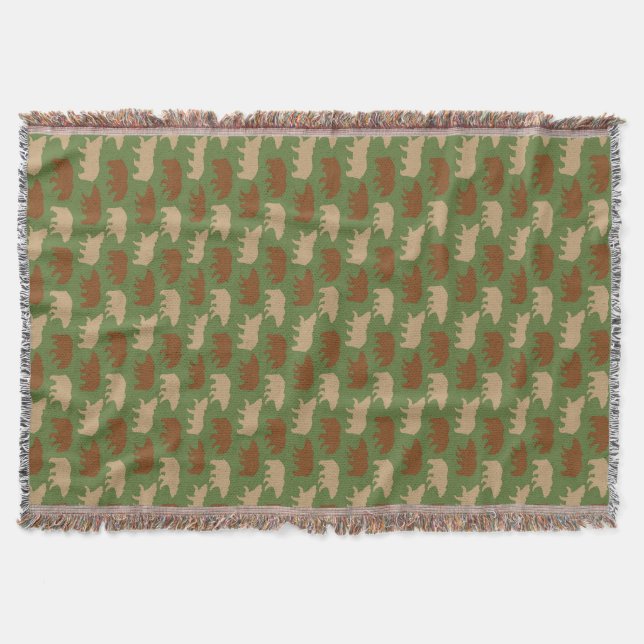 Couverture Motif d'ours sur Cabine vert forestier (Devant)