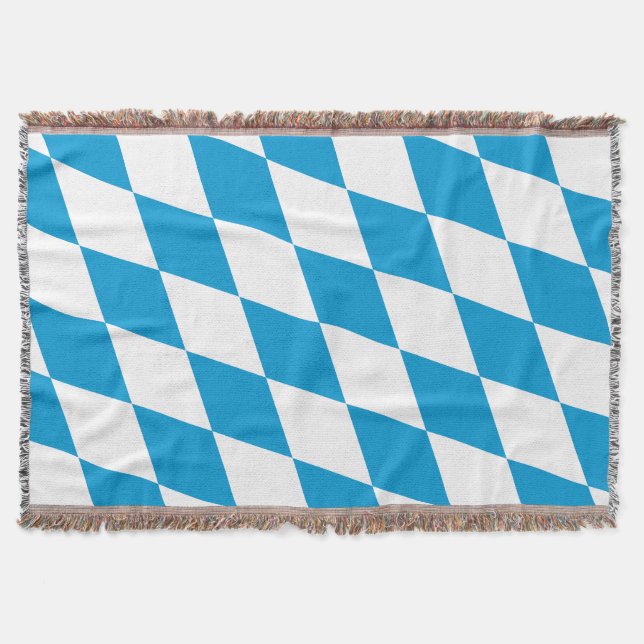Couverture Motif Drapeau Diamant Bavière bleu et blanc (Devant)