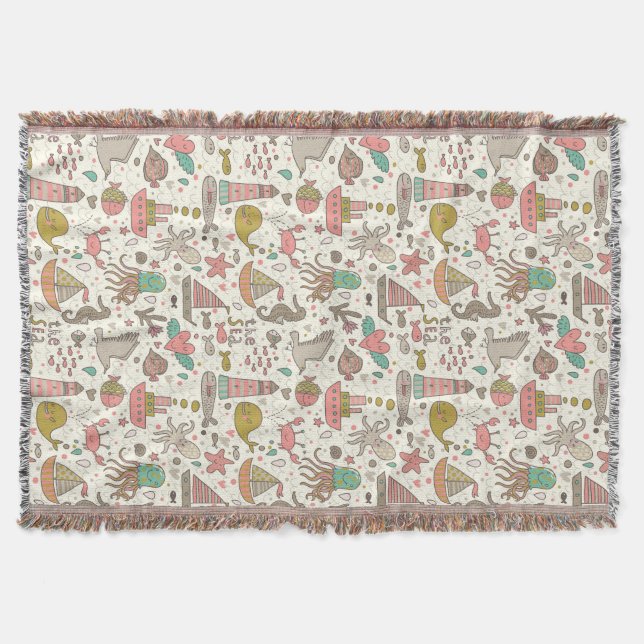 Couverture Motif drôle d'été avec des bateaux (Devant)