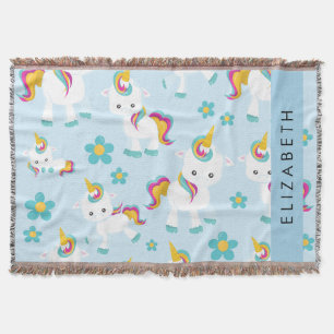 Couverture Motif D'Unicornes, De Bonnes Unicornes, Votre Nom