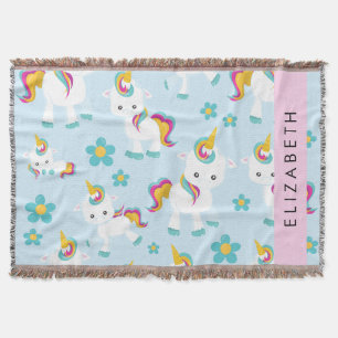 Couverture Motif D'Unicornes, De Bonnes Unicornes, Votre Nom