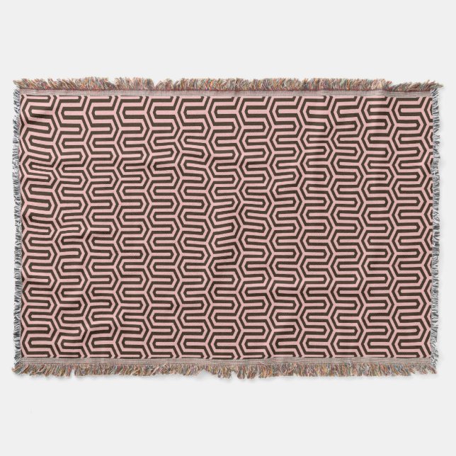 Couverture Motif égyptien Déco - rose et chocolat (Devant)