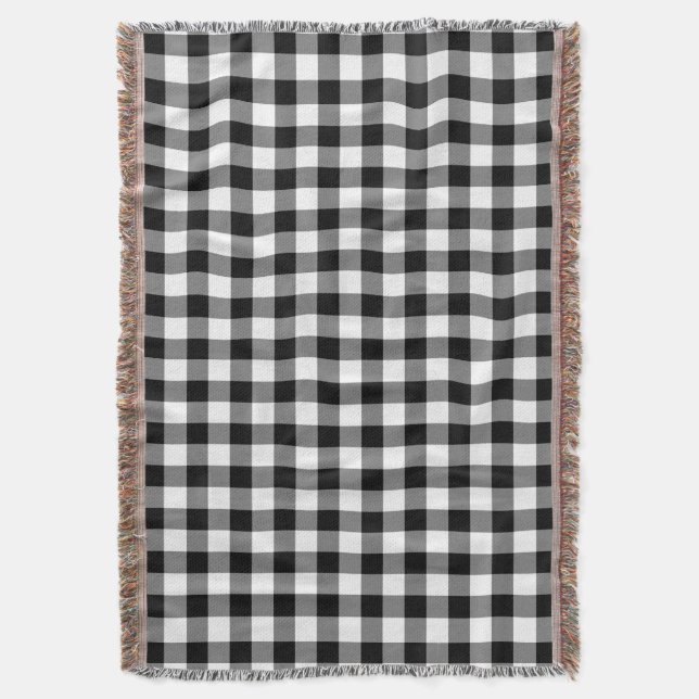 Couverture Motif élégant de carreaux gingham noir et blanc (devant Vertical)