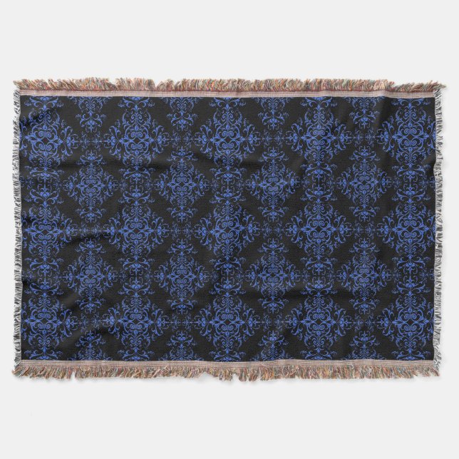 Couverture Motif élégant de style damassé bleu et noir (Devant)