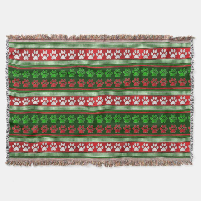 Couverture Motif empreinte de patte vert rouge lancer couvert (Devant)