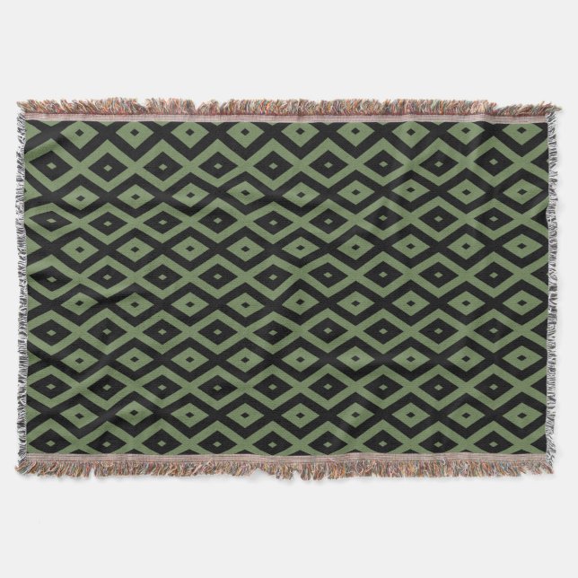 Couverture Motif en diamant vert olive et noir (Devant)