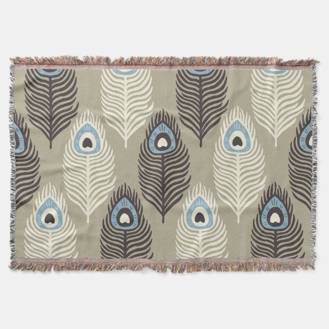 Couverture Motif en plumes de paon, style vintage. (Devant)