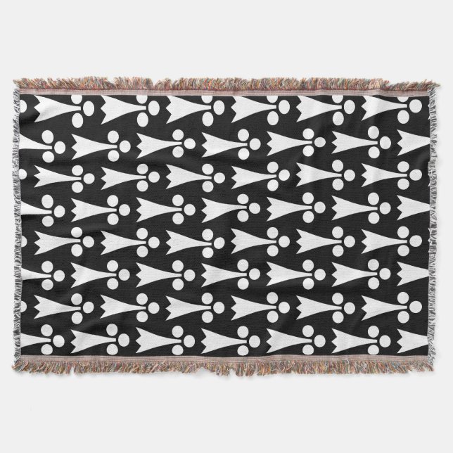 Couverture Motif Ermine, Motif Médiéval, Blanc sur Noir (Devant)
