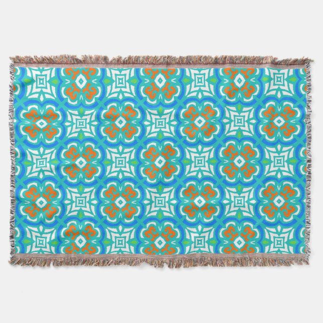 Couverture Motif ethnique turquoise (Devant)