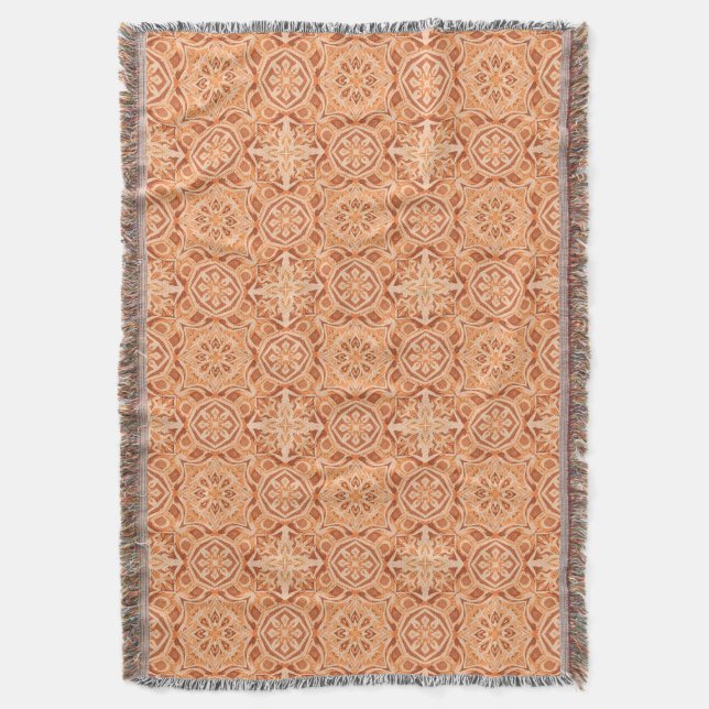 Couverture Motif étoilé andalou en pêche et terracotta (devant Vertical)