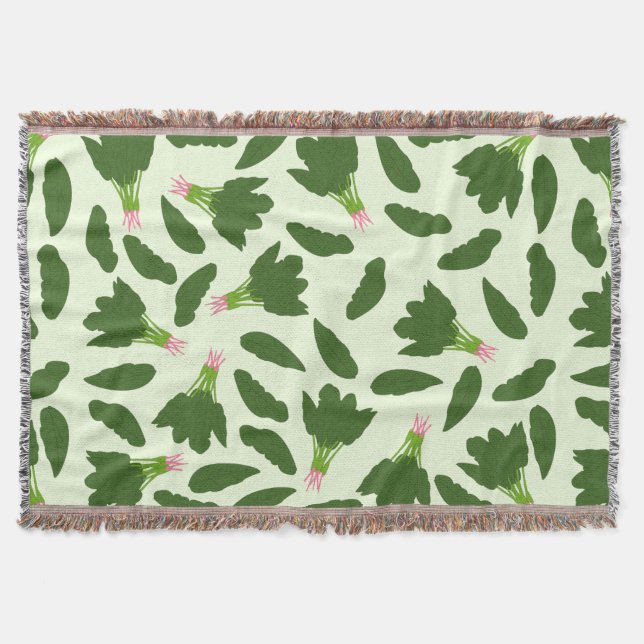 Couverture Motif Feuille Green Spinach (Devant)