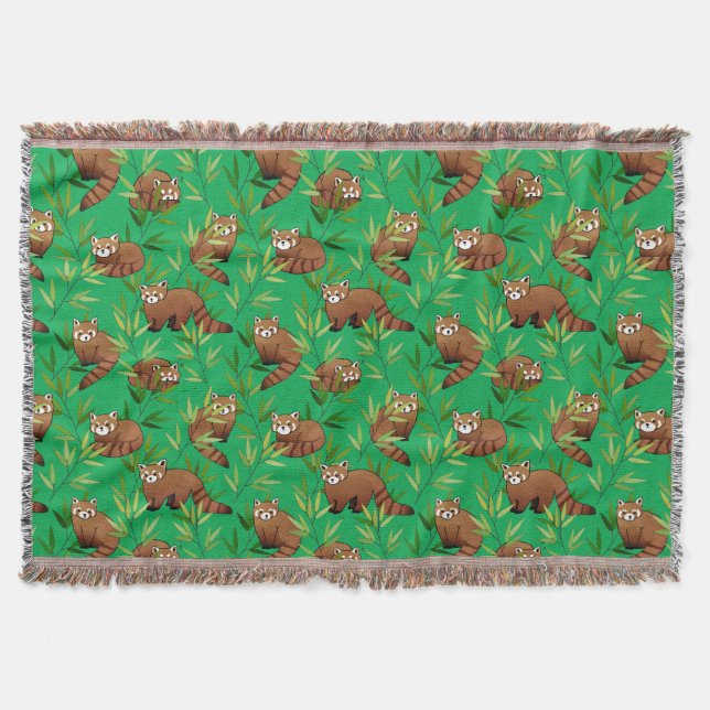 Couverture Motif Feuille Red Panda & Bamboo (Devant)