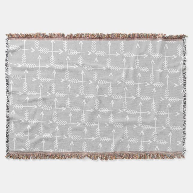 Couverture Motif Flèches Gris et Blanc (Devant)