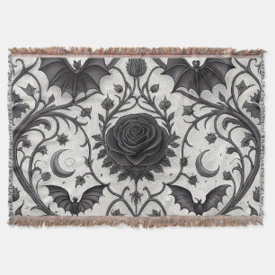 Couverture Motif Fleur de Rose Gothique Sombre (3)