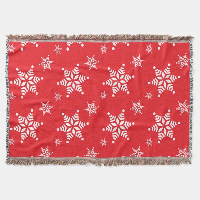 Couverture Motif Flocon de Neige, Flocons de Neige Blancs, Ne (Devant)
